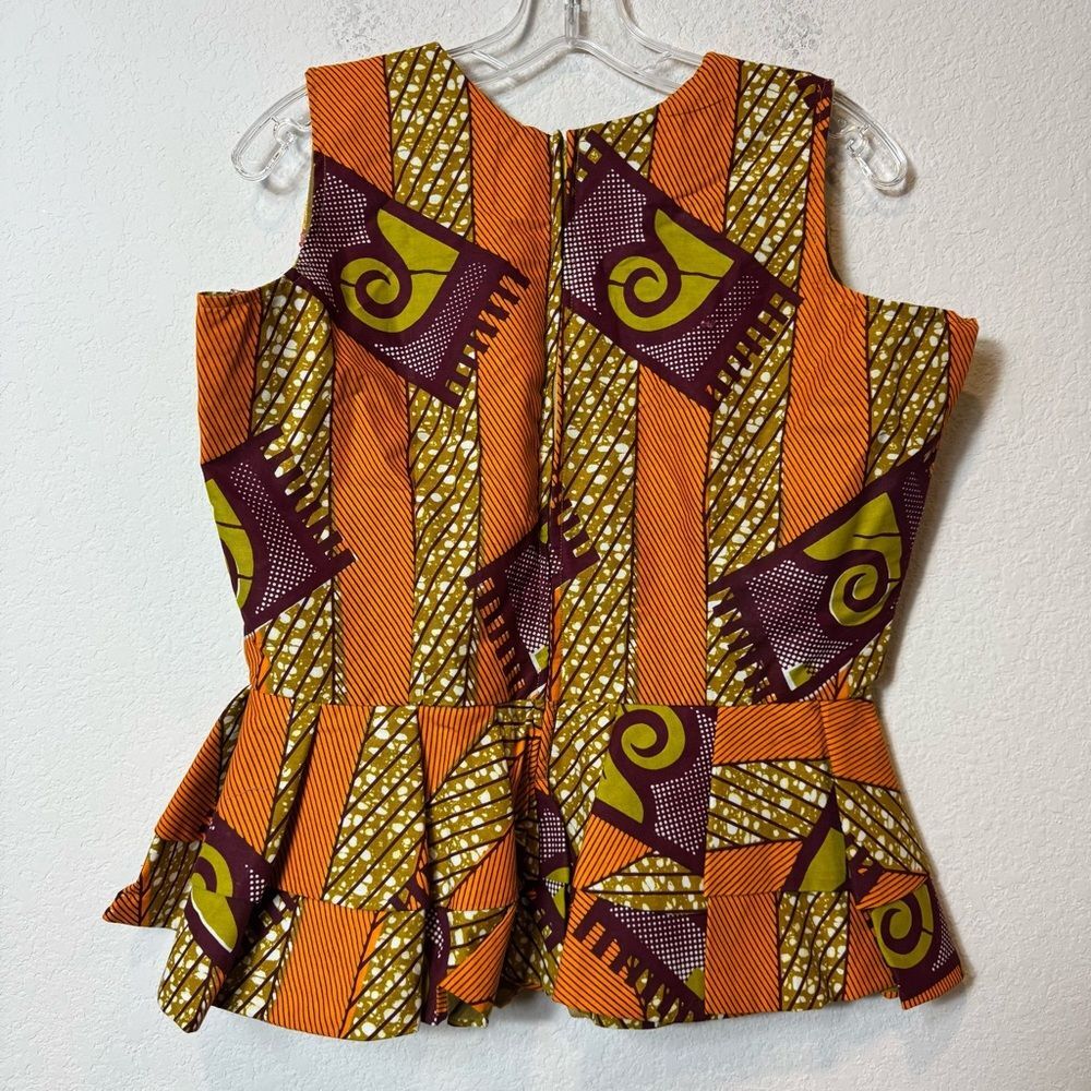 Handmade Vibrant Yellow Lace and Orange Women's Fitted Top Sz L see measurements - Picture 4 of 9